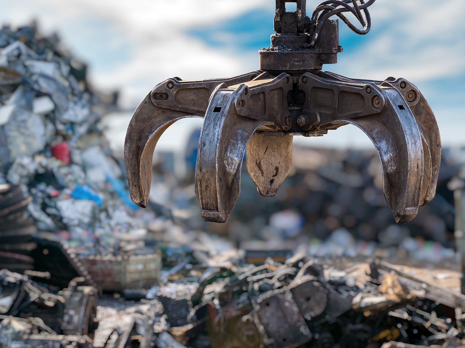 Greifarm auf schrottplatz